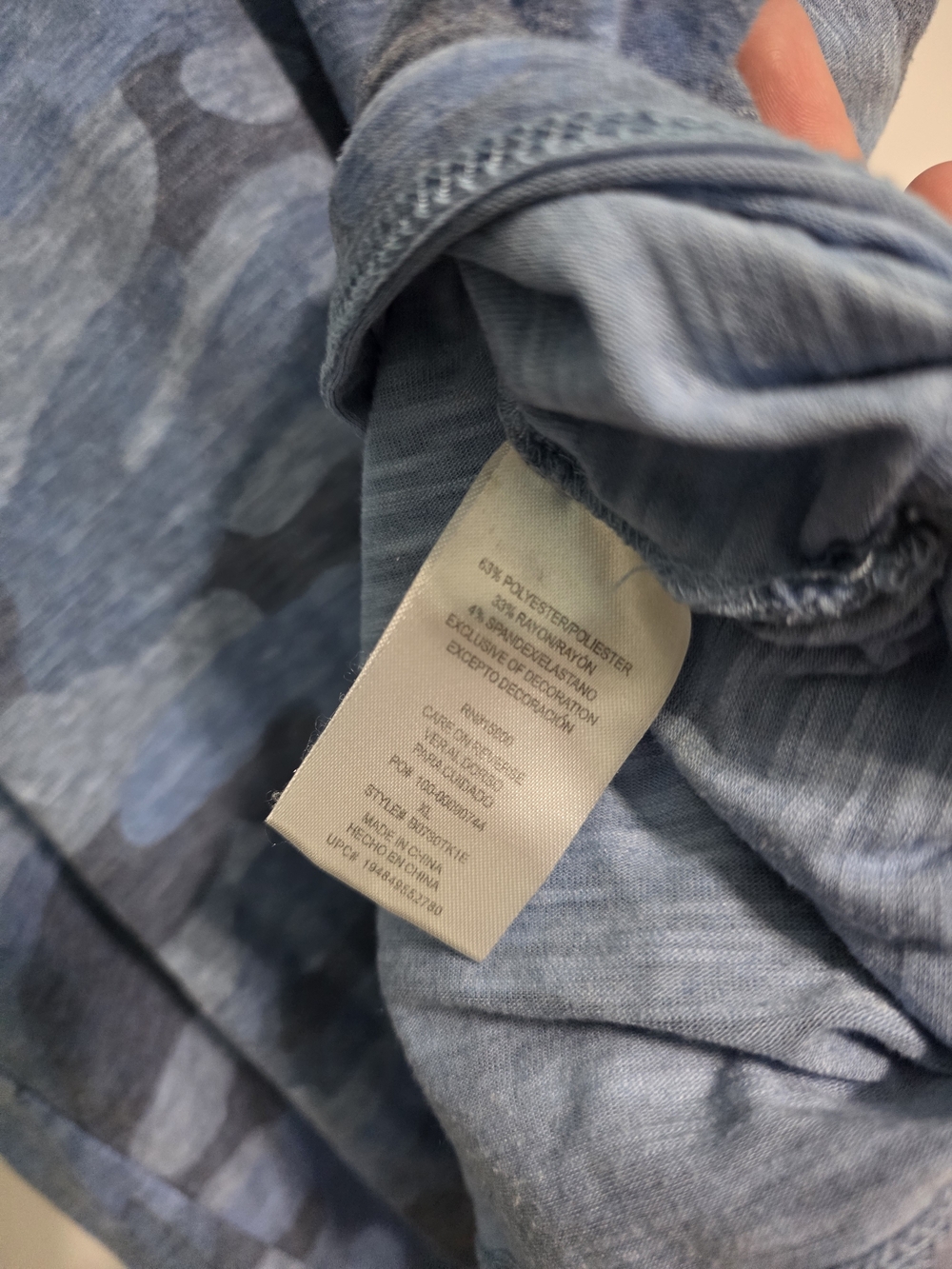 Democracy Blue Camo V-Neck Tie-Front Short Sleeve Top - Picture 5 of 6